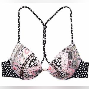 Victoria's Secret The Fabulous Bikini Top Pink, Gold, Black Size 34D
